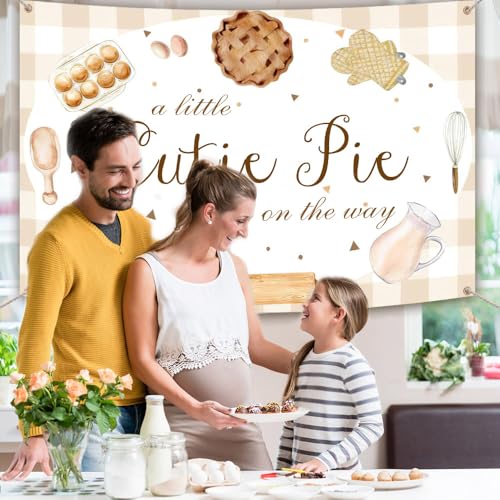 AIBIIN 7x5ft Baby Shower Backdrop - Little Cutie Pie is On The Way Photography Background - Party Decorations & Photo Booth Props - size: 7x5ft