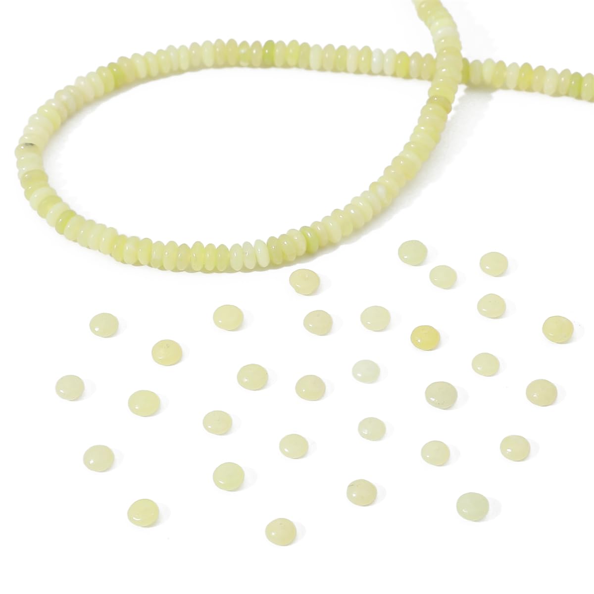 BEADIA Natural Lemon Jade Disk Stone Beads 4x2mm 160pcs Rondelle Loose Semi Gemstone Beads for Jewelry Making Design