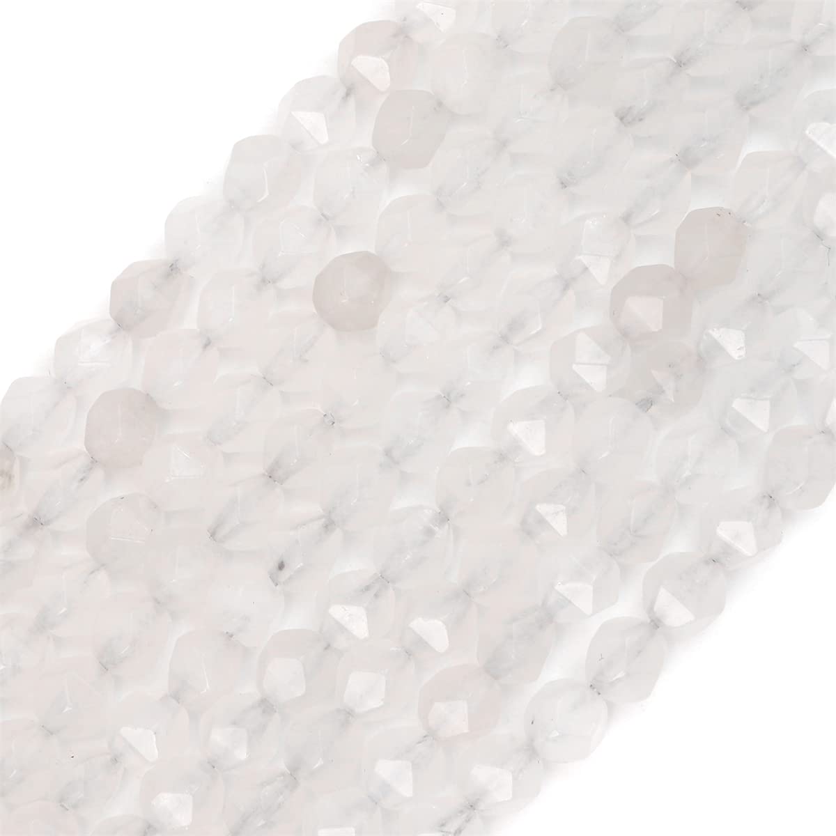 BEADIA Faceted Natural White Agate Stone Round Beads 8mm 36cm/Strand for Jewelry Making