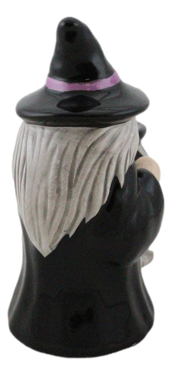 Ebros Gift 'Double Double Toil And Trouble Fire Burn And Cauldron Bubble' Black Potion Magic Witch And Large Cauldron On Fire Hearth Salt Pepper Shakers Set Ceramic Figurines