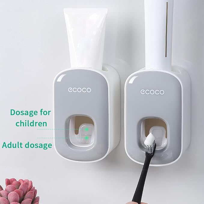 Automatic Toothpaste Dispenser Squeezer Hand Free Wall Mounted for Kids Adults Bathroom Washroom Grey