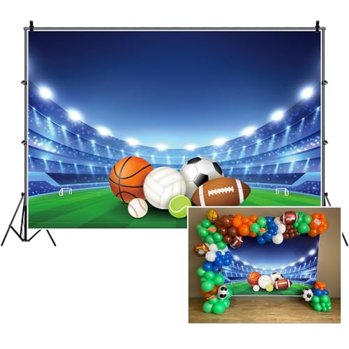 7x5ft All Stars Sports Backdrop - Outdoor Sports Theme Boy Kid Birthday Party Photography Background Stadium Field American Football Baseball Light School Game Banner Photo Studio Props - size: 7x5ft