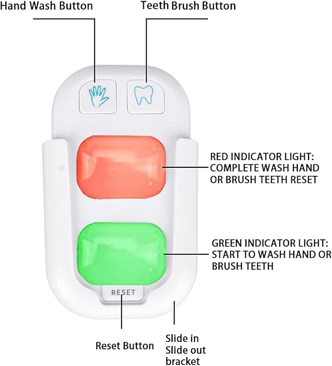 Timer for Kids,2 Minutes Teeth Brush Timer,20 Seconds Bathroom Hand Washing Timer, Color Indicator Light Stick on Bathroom Timer for Children Training Coach（2 Packs）