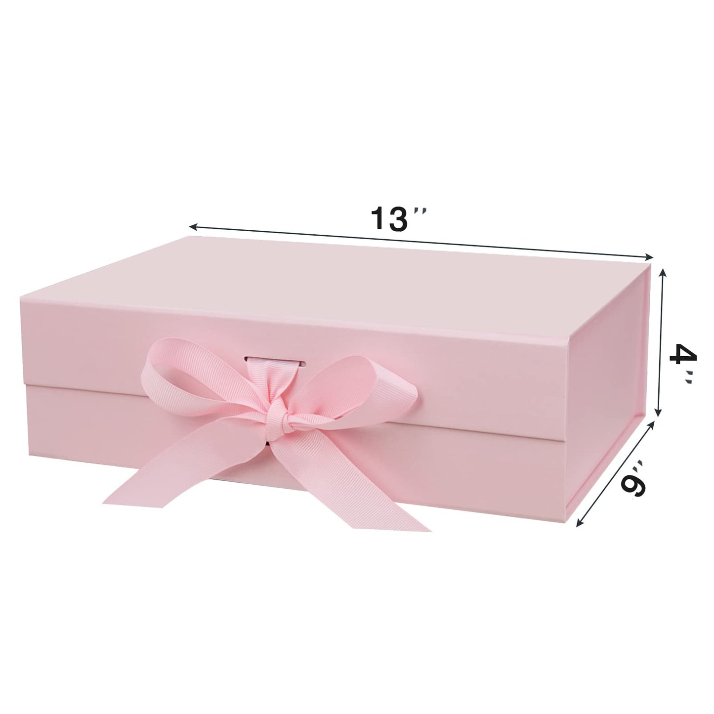 DaiUni 13"X9"X4" Large Pink Magnetic Gift Box with Lid and Ribbon for Presents