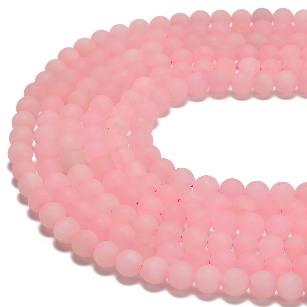 jodaying 10mm Pink Rose Quartz Matte Round Natural Gematone Loose Beads for Jewelry Making DIY 1 Strand 15"