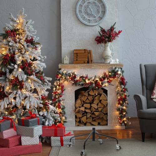 Christmas Tree Caster Stand, Metal 18.6 X 7.8 Locking Brake
