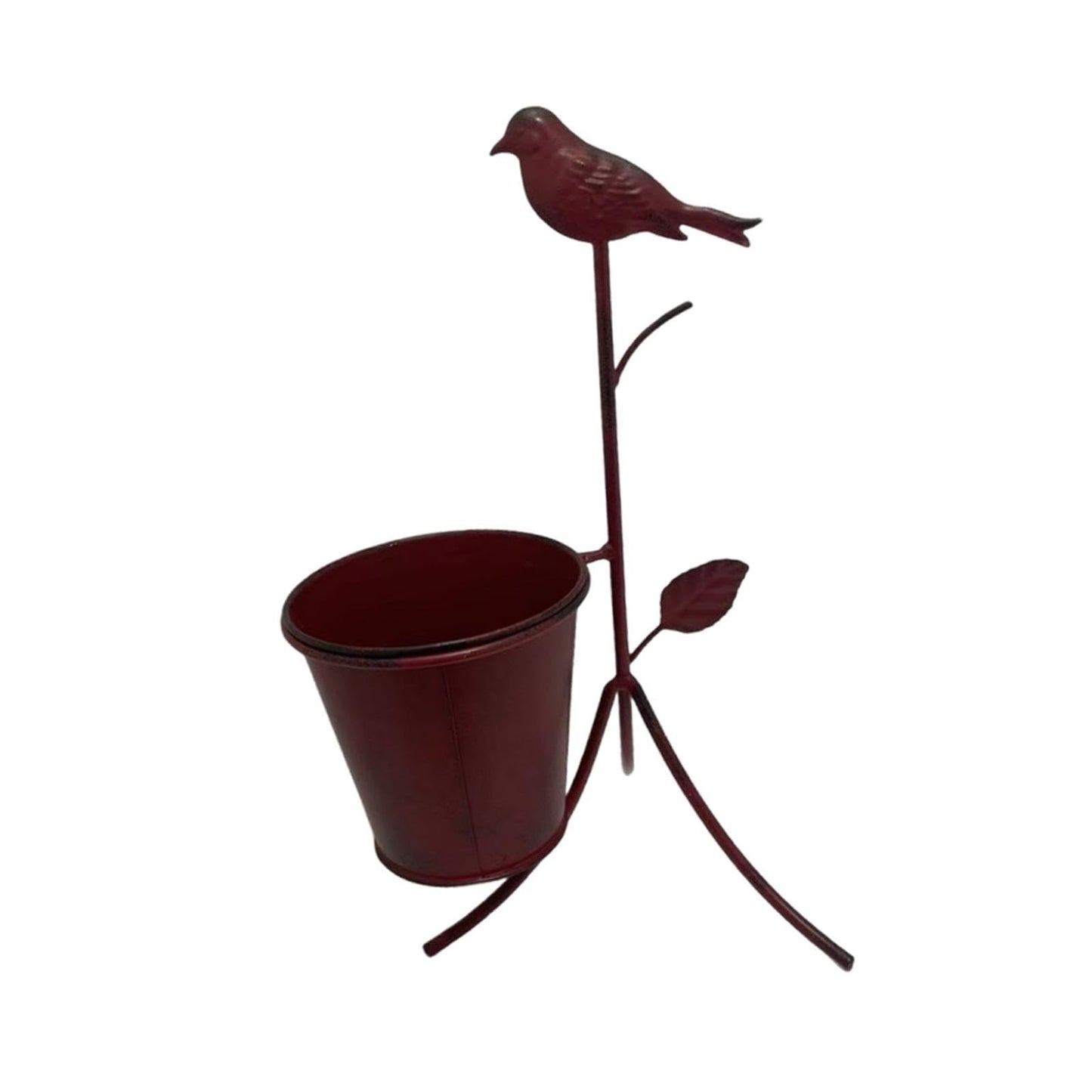 Leefasy Metal Planter Stand Plant Bucket Ornament,Rustic,Sturdy,Creative Flower Pot Holder Decorative for Deck Farmhouse Patio Decor