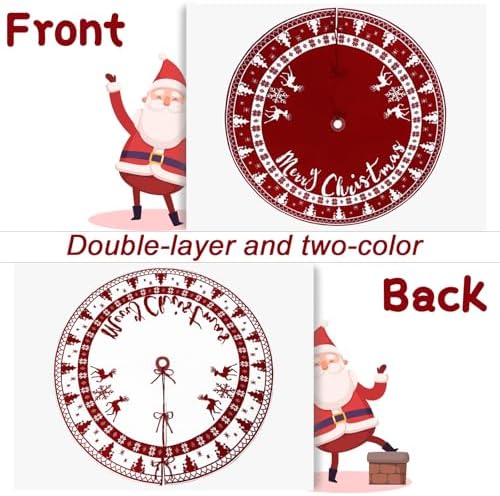 OurWarm 72 Inch Christmas Tree Skirt, Knit Tree Skirt for 7.5 ft Tree to 12ft Tree, Double Sided Large Knitted Tree Skirt Xmas Tree Skirts for Winter Indoor Holiday Party Christmas Tree Decorations