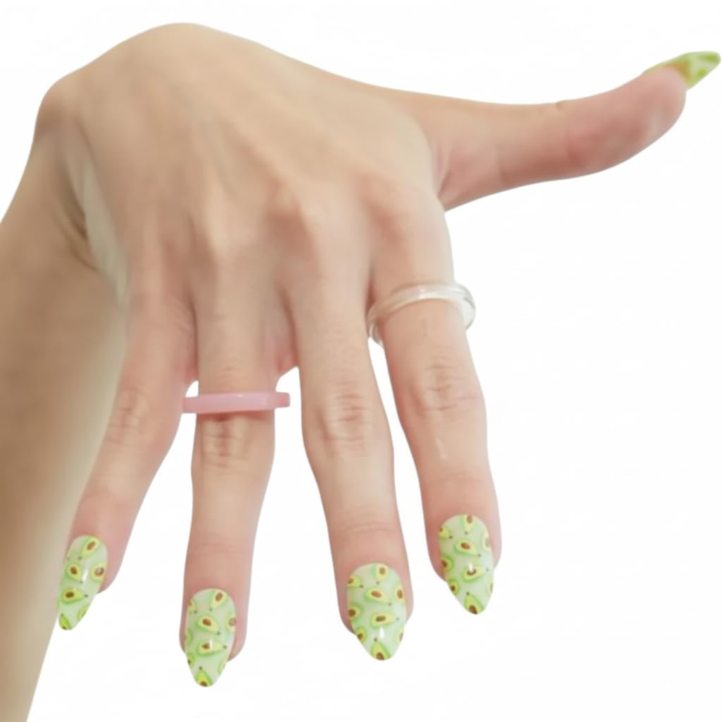 PaintLab Press On Nails - Holy Guacamole Green Almond Fake Nails, 24 Nails in 12 Sizes with Glue, Reusable Salon Quality Press On Nails