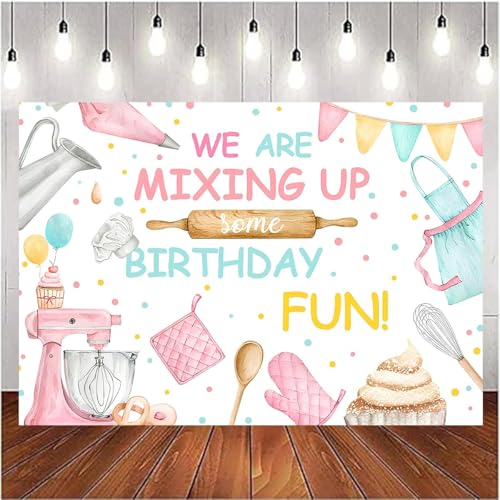 Baking Dessert Cooking Backdrop Kitchen Theme Cooking Birthday Party Decor Background Baby Shower Girls Boys Portrait Cake Table Decor Photoshoot Studio Props (8X6FT) - size: 8X6FT
