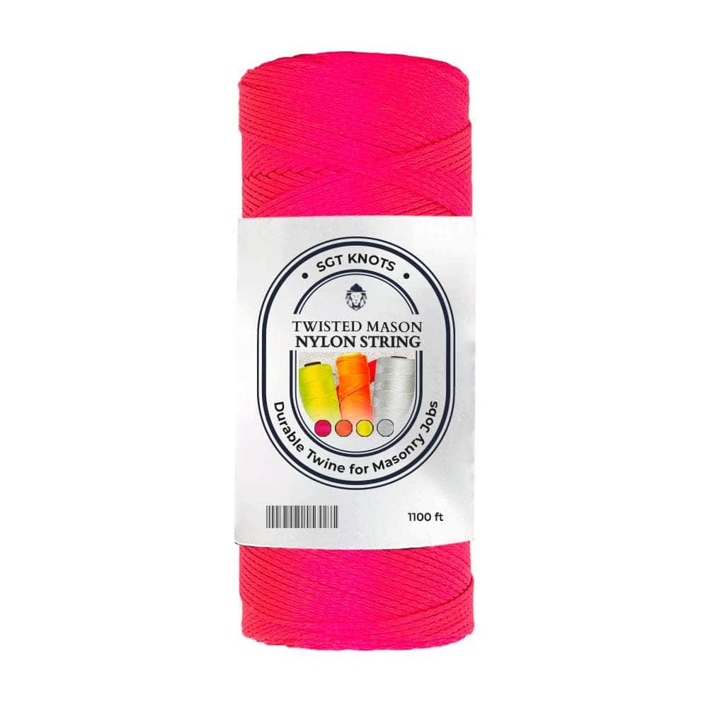 SGT KNOTS #18 Twisted Mason Nylon String Superior and Durable Twine for Masonry Jobs, DIY Projects, Crafting, Commercial, Workshop, Gardening, Trot Line (1100ft, Fluorescent Pink)