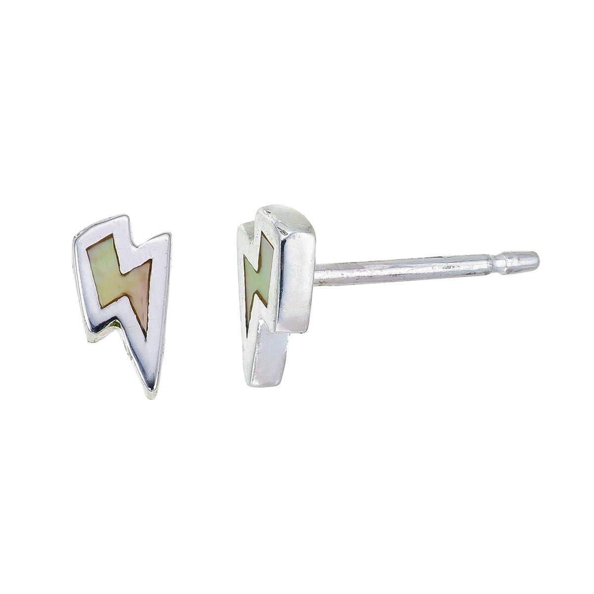 Boma Jewelry Sterling Silver Yellow Mother of Pearl Lightning Bolt Stud Earrings