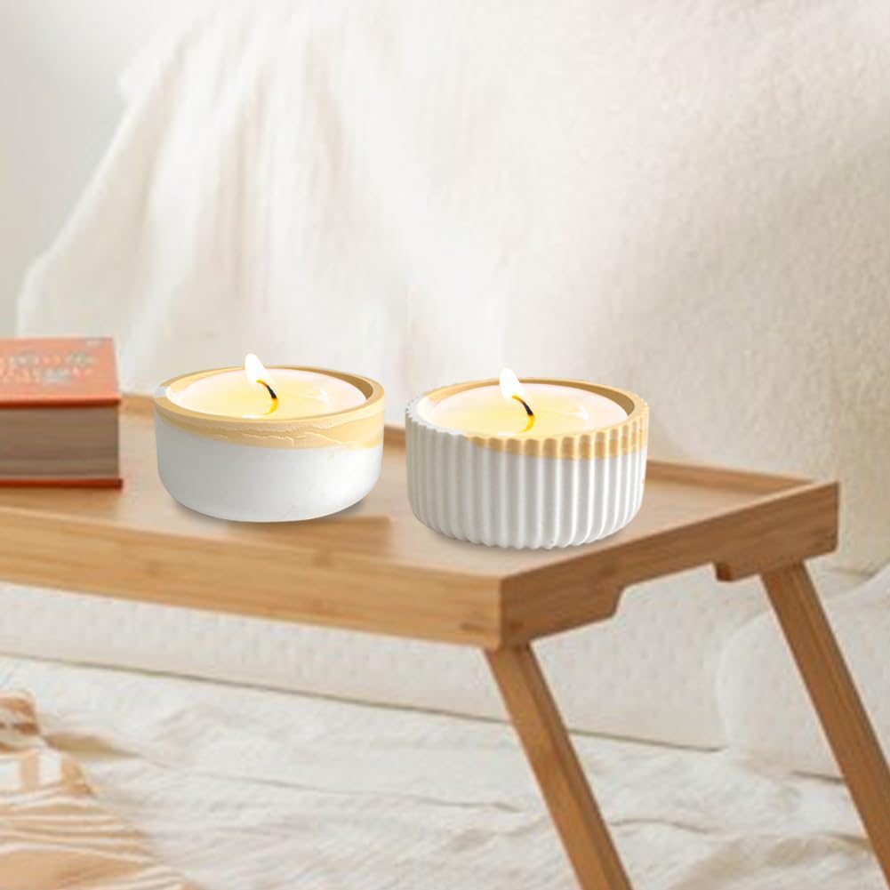 2PCS Storage Box with Lids Candle Jar Molds Set, Tea Light Candle Holder Silicone Molds for Resin, Round Shape Tealight Candle Molds for Epoxy Casting DIY Projects