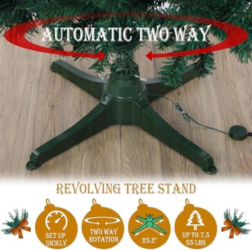 360 Degree Rotating Christmas Tree Stand Up to 7.5ft/80lbs Artificial Tree Base Stand for Malls, Homes