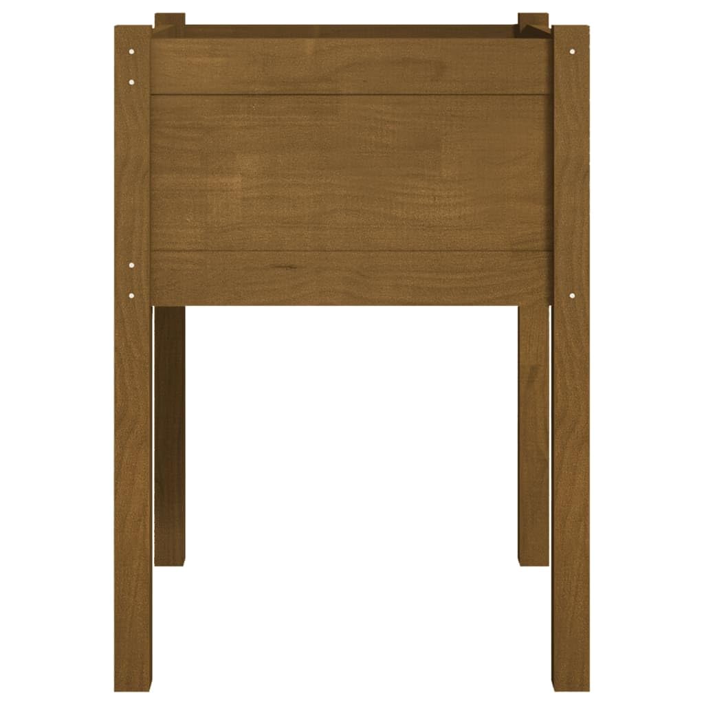 vidaXL Solid Pinewood Garden Planter - Honey Brown, Square Design, Weather-, for Outdoor Use, Easy Assembly, 19.7"x19.7"x27.6" Dimensions