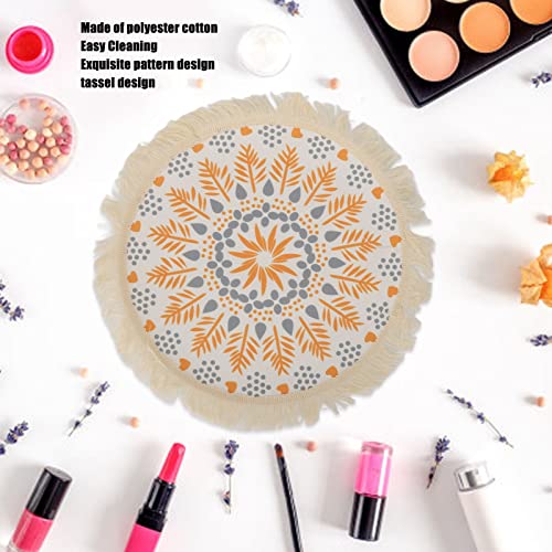Boho Photography Prop Mat, Boho Decorative Mat with Exquisite Pattern and Tassel Design, Insulation Pad for Table Decoration, Includes 4 Mats for Photo Shoots and DIY Wax