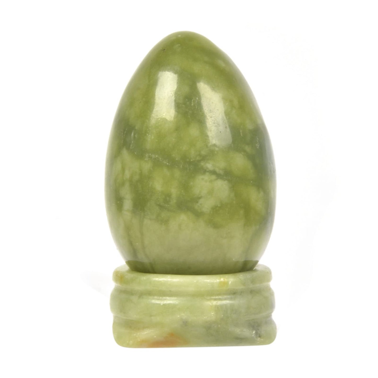 Justinstones Natural Multi-Color Nephrite Gemstone Egg Crystal Healing Chakra Meditation Home Office Decor Stone with Stone Stand