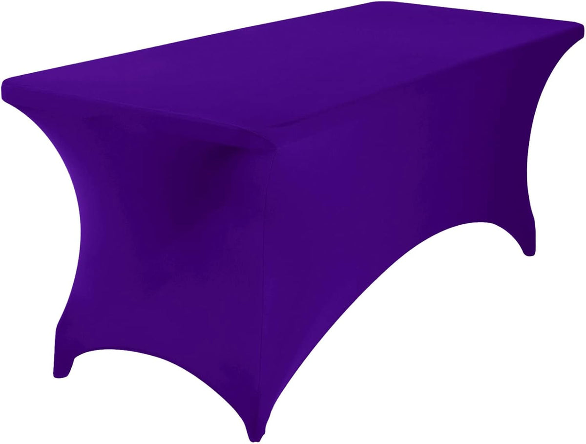 4Pack Spandex Waterproof Table Covers 6ft，Spandex 6ft Waterproof Table Cover for Party,Wedding, Banquet, and Events(Purple)