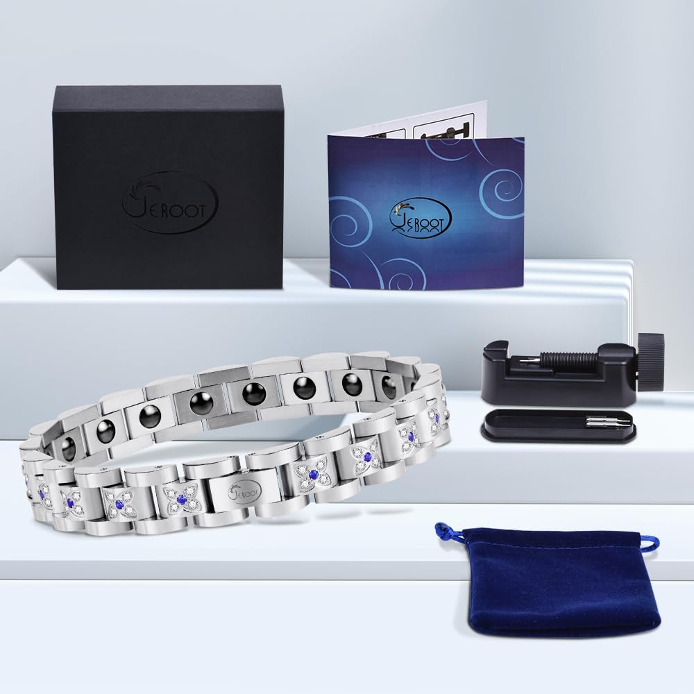 JEROOT Ultra Strength Magnetic Bracelet for Women | 3500-6000 Gauss Neodymium Magnets | Magnetic Therapy Jewelry with Adjustable Tool & Gift Packaging