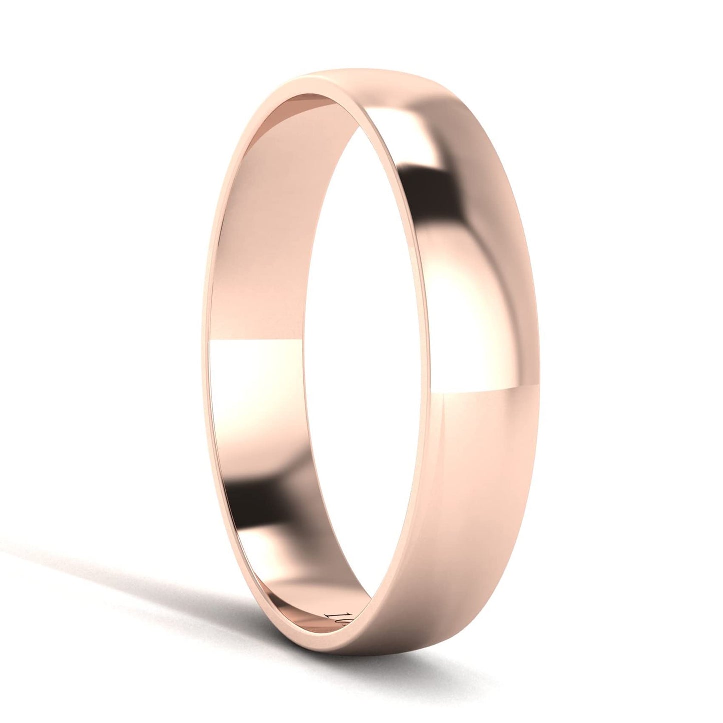 LANDA JEWEL Unisex Solid 10k Rose Gold 4mm Comfortable Traditional Highly Polished Wedding Ring Plain Band (11