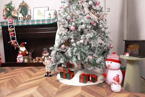 Christmas Tree Skirts 36inch White Faux Fur Xmas Tree Skirt for Christmas Decoration New Year Party Holiday Decorations