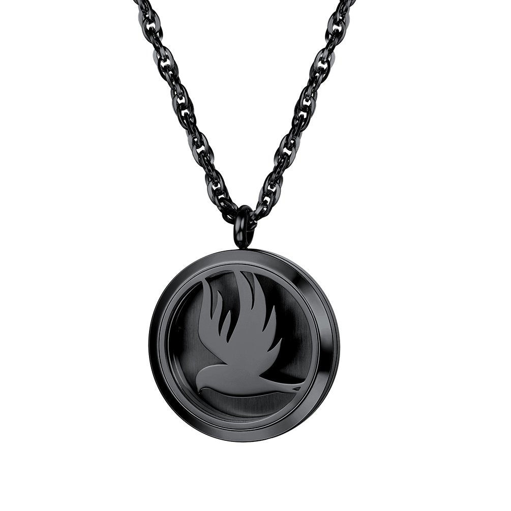 Flying Bird Diffuser Necklace Black Perfume Locket Aromatherapy Necklace Stainless Steel Essential Oil Diffuser Women Jewelry