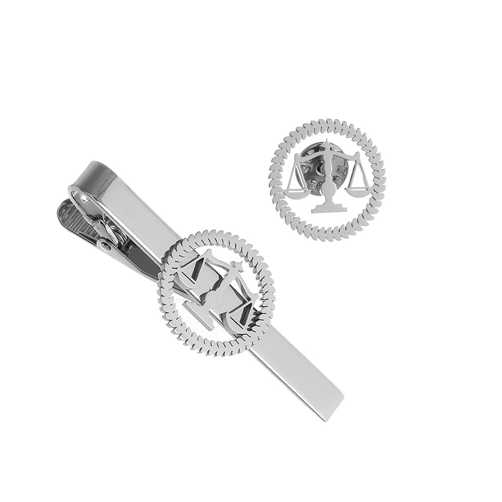 Metal Balance Badges Suit Brooch Libra Scales Brooches For Men (silver pin+tie clip)