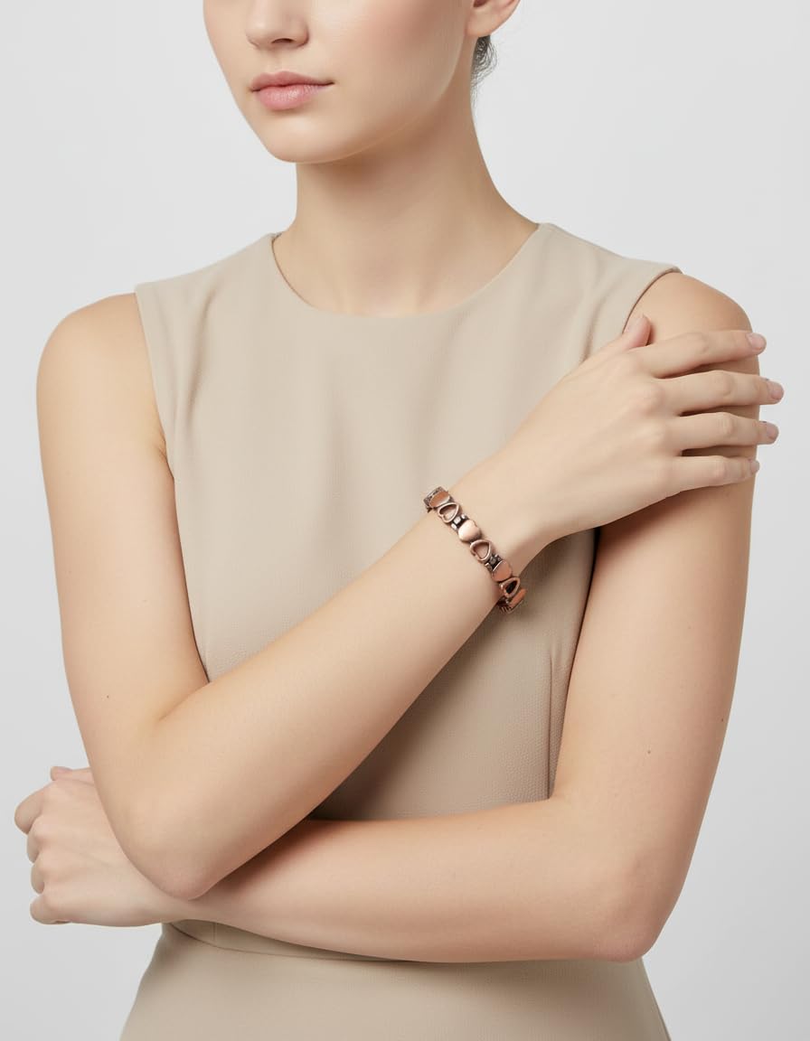 MagEnergy Copper Bracelets for Women, 99.99% Pure Copper Magnetic Bracelets with 3500 Gauss Magnets, Adjustable, Jewelry Gift