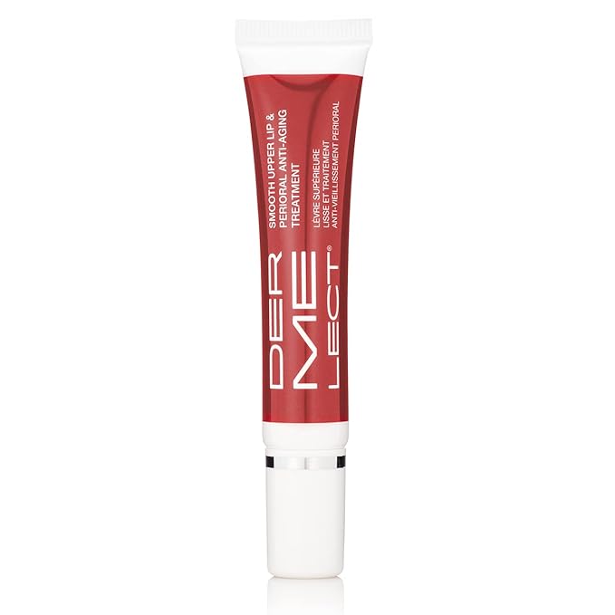 Dermelect Smooth Upper Lip Anti Aging Cream - with Hyaluronic Acid, Collagen, Retinol, Brightening & Smoothing Cream for Lip Lines, Smile Lines, Discoloration, Lipstick Bleeding and Feathering, 0.5 oz