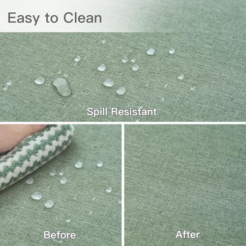 maxmill Linen Texture Tablecloth Water Resistant Antiwrinkle Spillproof Wipeable Washable Soft Fabric Table Cloth for Dining Room, Buffet Banquet Party Holiday, Rectangular 60 x 108 Inch, Sage Green - color: Sage Green, size: 108" x 60" (Rectangular)