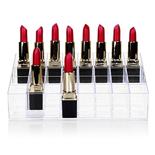 HBlife Lipstick Holder - 40 Space Clear Acrylic Lipstick Organizer Display Stand for Cosmetics, Makeup, Brushes, Bottles and More