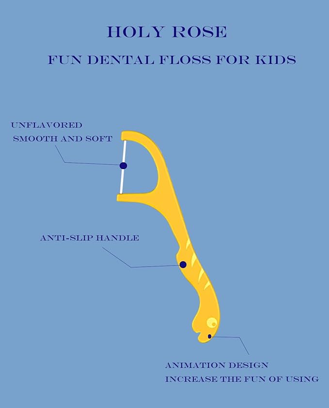 Kids Professional Dental Floss Picks Holy Rose Dental Flossers Dispenser 2Box Suitable for Teenagers,Children,Girls,Boys、Unflavored Floss Sticks,Neat,Hygienic