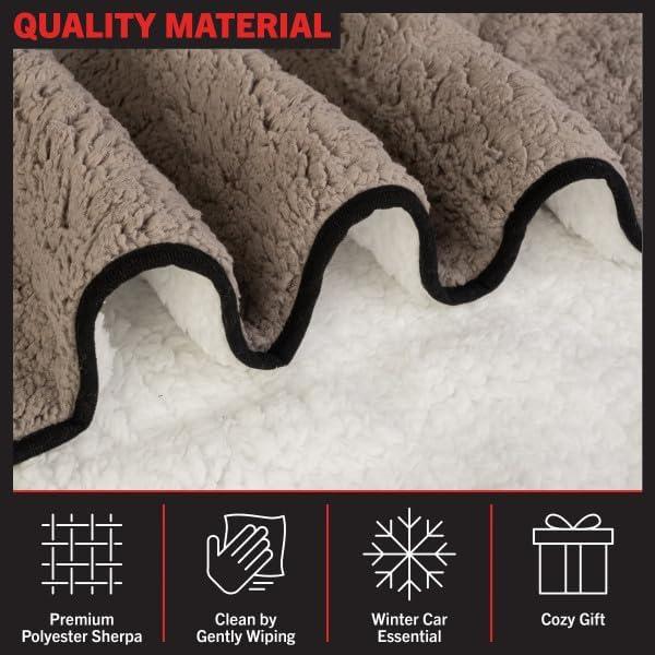 Stalwart Heated Car Blanket 2-Pack - 12V Heated Blanket for Car, RV or Camping - 57x39” Portable Electric Travel Throw - 2 Heat Levels - Tailgating Essentials (Gray)