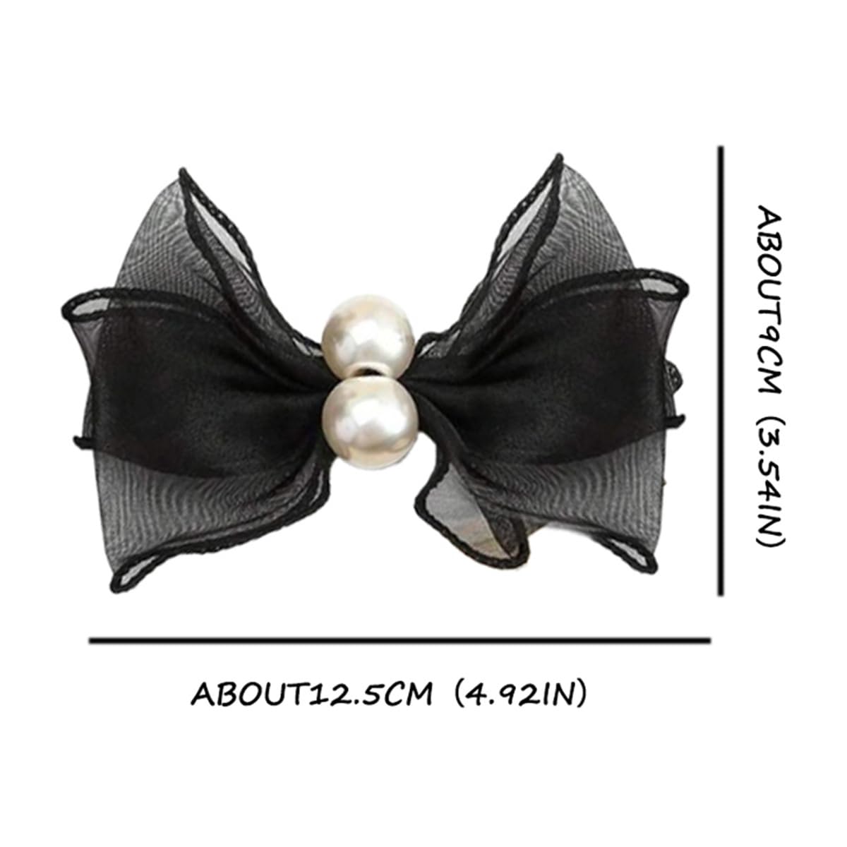 Tulle Bow Shoe Clips Elegant Pearl Shoe Embellishment Detachable Women Shoe Decoration Charms for Pumps Accessories 2 Pcs Black