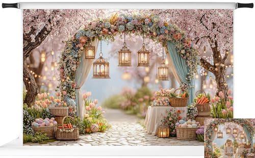 Kate Easter Photography Backdrops Arch Spring Flowers Colorful Eggs Party Banner Photo Props, 10x6.5ft - size: 10x6.5ft