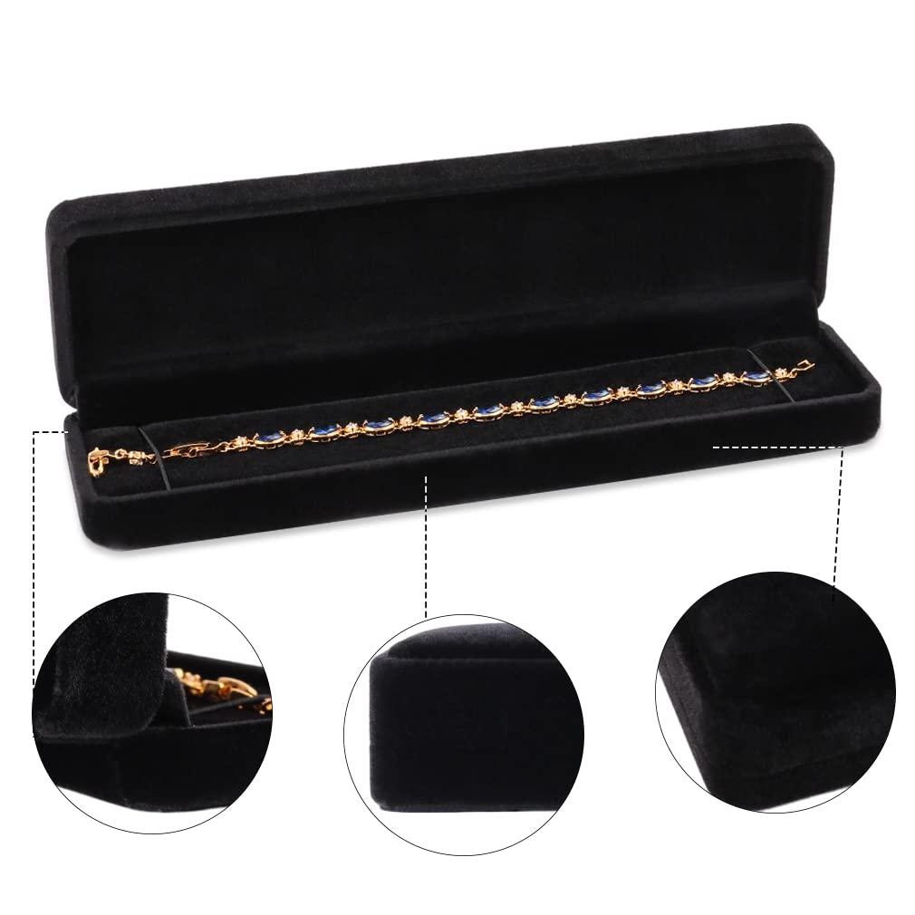 iSuperb Set of 2 Velvet Necklace Box Long Bracelet Box Display Chain Jewelry Box Case 8.7x1.6x2inch for Necklace Storage Gift Box