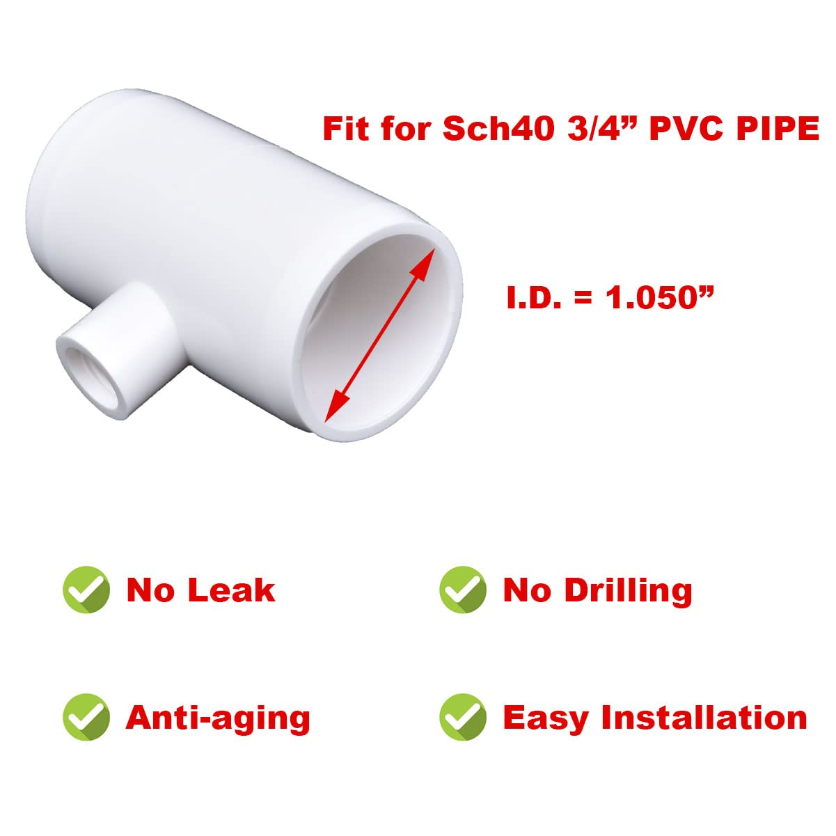 letsFix Chicken Waterer PVC Tee Fittings 3/4 Inch (12-Pack) for Threaded Poultry Waterer Cups/Nipples/Feeders, Suitable for Chicks, Duck, Goose, Turkey - Fits 3/4" Sch. 40 PVC Pipes