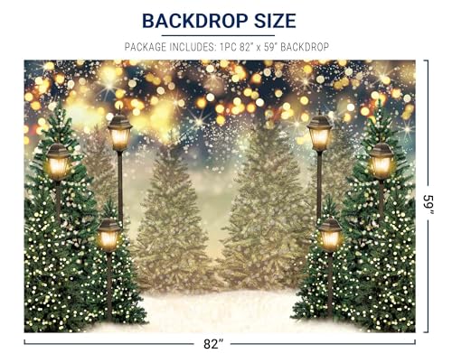 Allenjoy 7x5ft Winter Forest Landscape Photography Backdrop Glitter Spot Xmas Green Pine Trees Snowy Wonderland Background for Christmas New Year Party Decor Banner Portrait Photo Booth Props