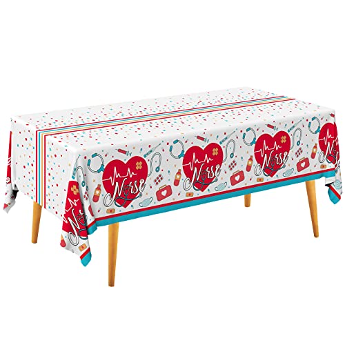 Gatherfun Nurse Graduation Party Decorations, Doctors Day and Medical School Graduation Tablecover for Graduation Party Supplies, 3 pcs Table Cloths, 54"x108" - style: Nurse