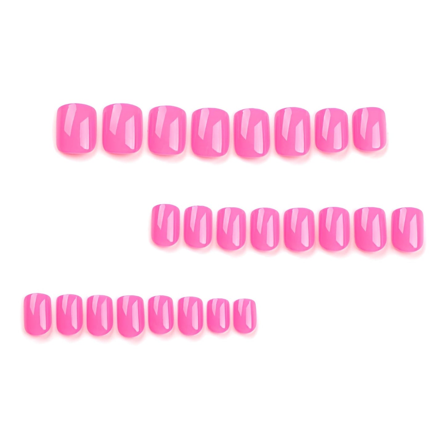 Pink Press on Nails Short Square Fake Nails Solid Color False Nails Press ons Acrylic Nails Glossy Glue on Nails Stick on Nails for Women and Girls