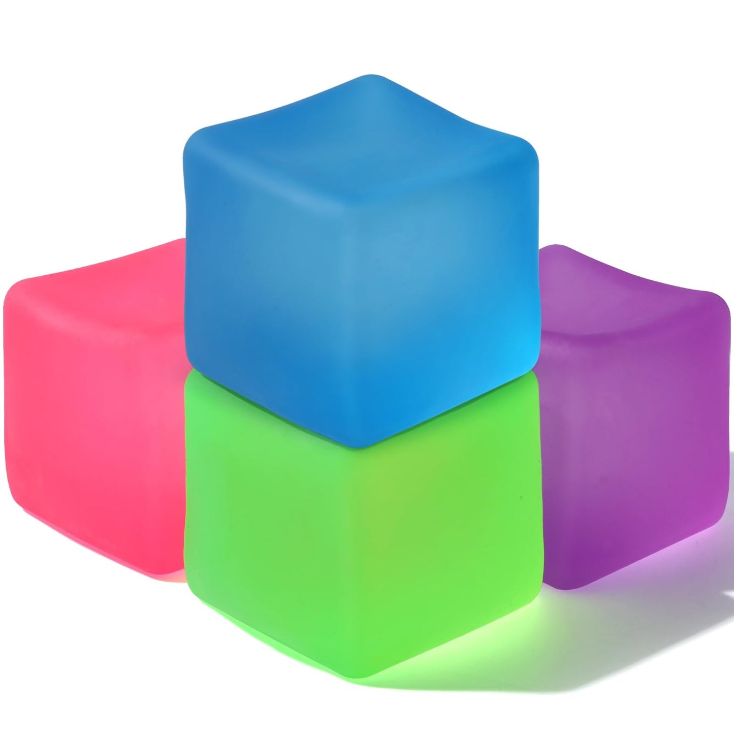 APLIST Stress Cube Squishy Fidget Toys - 4 Pack 2 Inches Square Ice Squeeze Balls High Density Gel Filled, Quiet Fidget for Classroom Student Calming, Sensory Anxiety Relief Item for Kids Adults