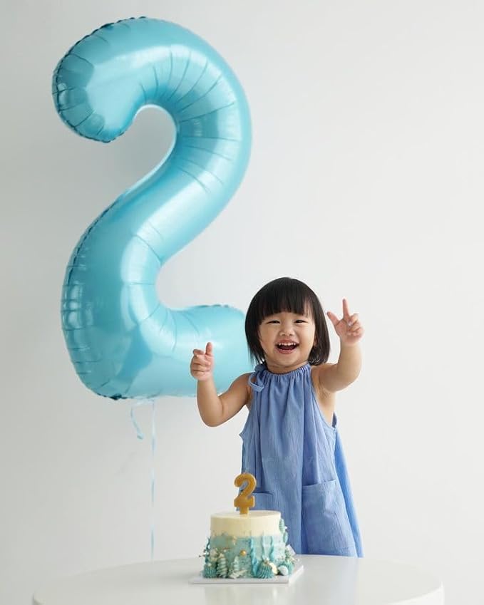 Pearlescent Blue 6 Balloon, Number Balloons 40 Inch, 6th Balloons for Birthday Decorations, Pearlescent Blue Party Supplies 6 Birthday Balloon, Number 6 Balloon