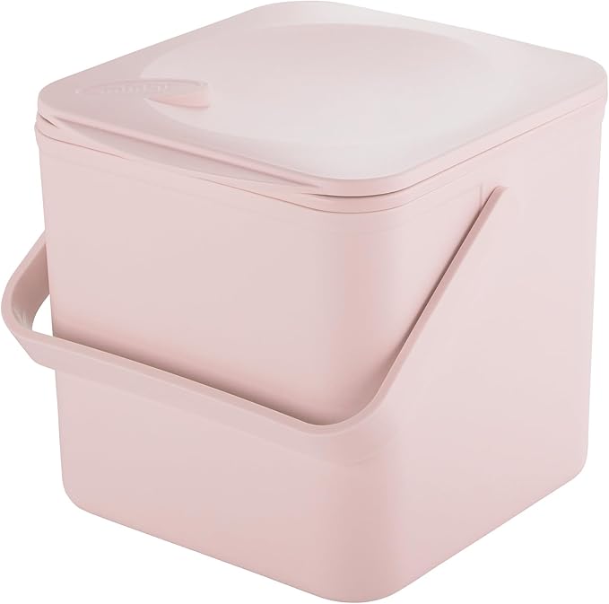 Kitchen Compost Bin – Countertop Food Waste Caddy with Easy Wipe Clean Interior – Made in the UK - 3.5L (0.9 gal.) (Dusty Pink)