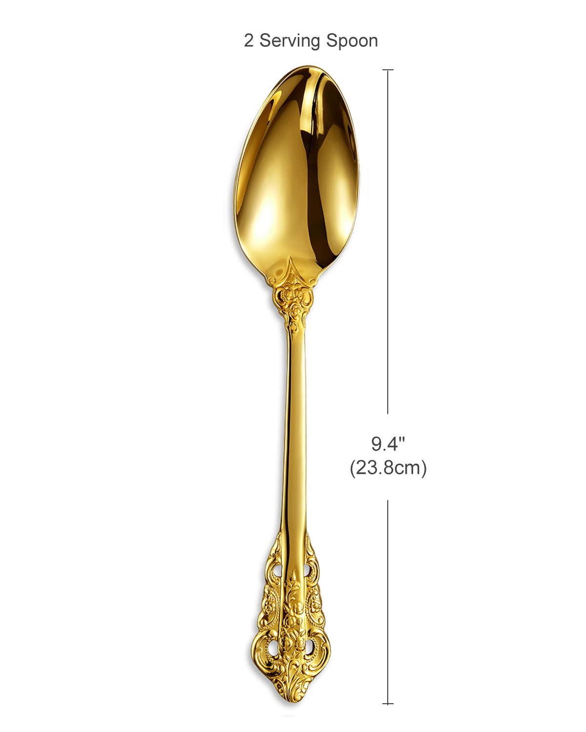 KEAWELL 2-Piece Gorgeous Large Serving Spoon, 18/10 Stainless Steel, Fine Large Serving Spoon, Sturdy Tablespoon, Dishwasher Safe, 9.4" (Gold)