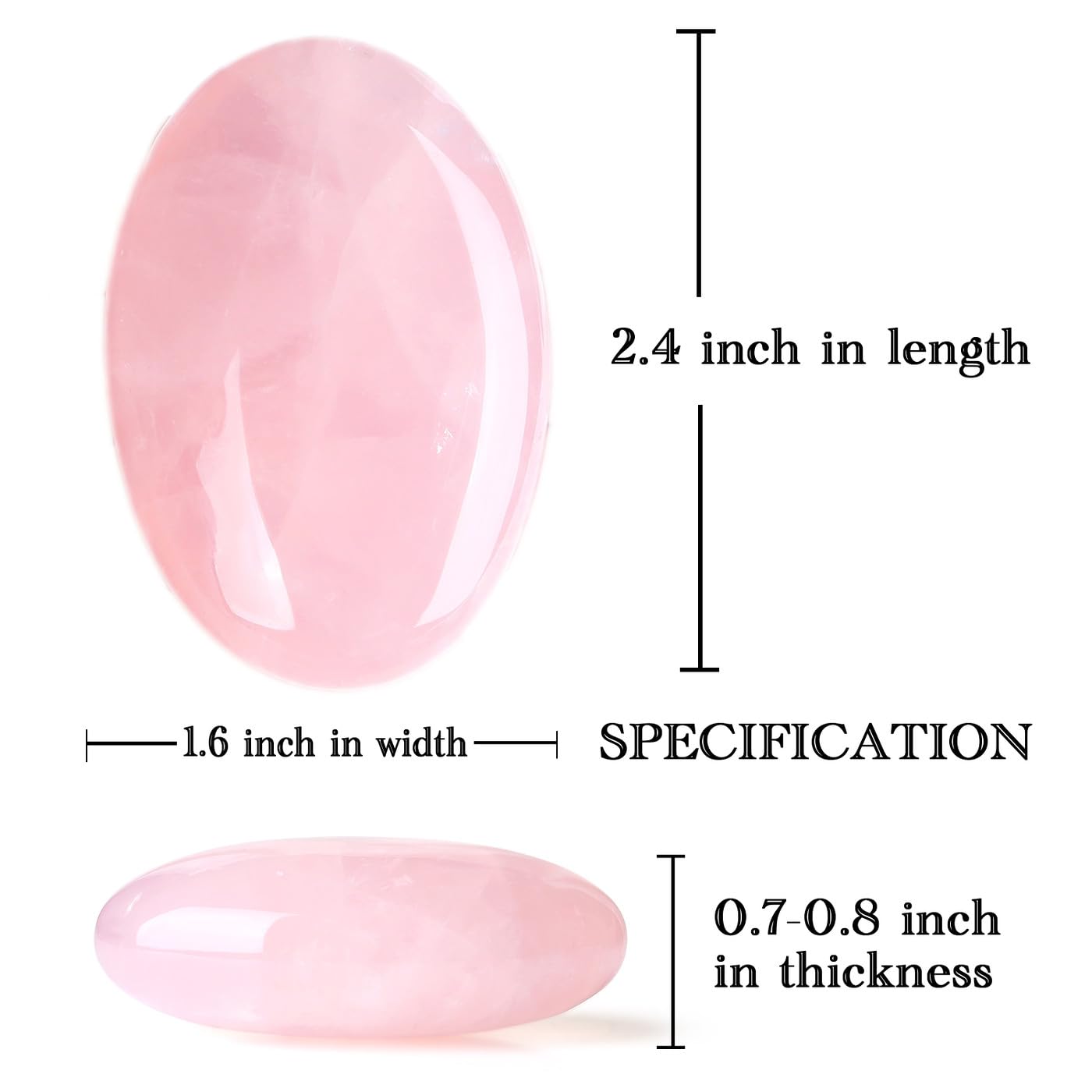 MAIBAOTA 2.4" Large Rose Quartz Crystals Stone Polished Palm Stone Healing Crystals 0.7" Thick Natural Reiki Gemstone Worry Stone Energy Balancing Anxiety Stress Relief Meditation 1 Pc