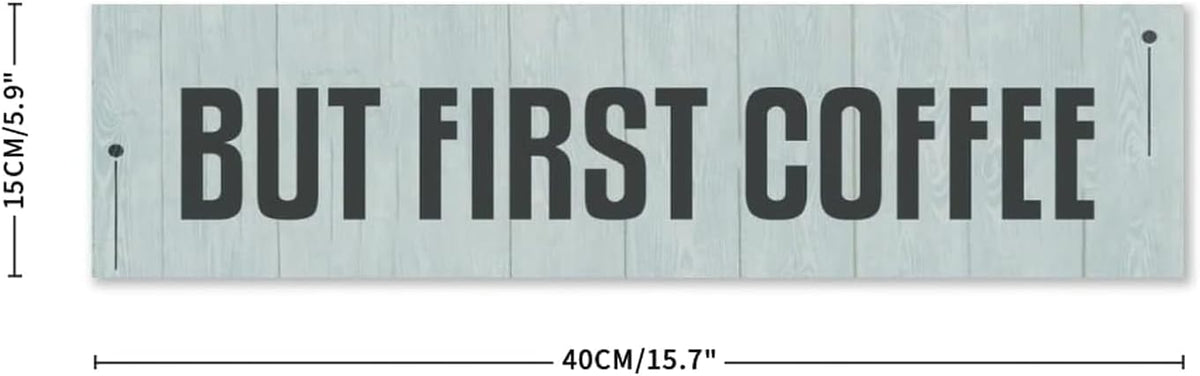 Generic Funny Wood Sign But First Coffee Rustic Wooden Hanging Sign Home Farmhouse Kitchen Wall Decoration 16 x 6 Inch
