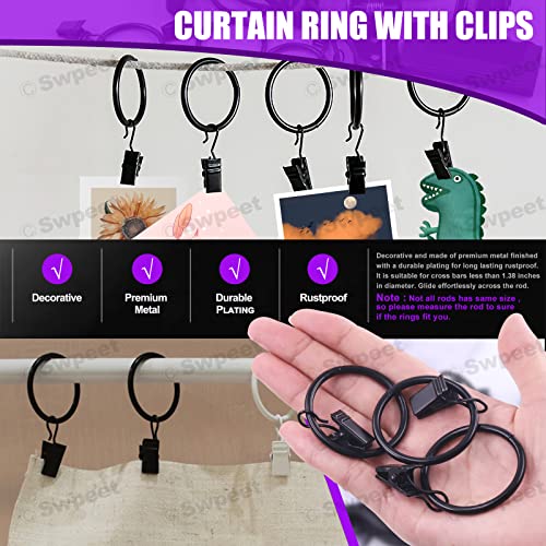 Swpeet 22Pcs Photography Backdrop Clips Clamps Assorments Kit, 10Pcs Curtain Rings with Clips, 6Pcs Backdrop Spring Clamps and 6Pcs Leather Background Clips Holder - size: No.2 Backdrop Clips Clamps