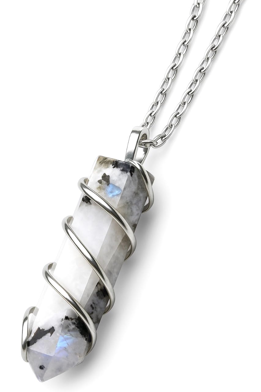 Sugandha Wellness Rainbow Moonstone Healing Crystal Necklace - Lunar Pendant Balance, Inner Light, Love & Creativity
