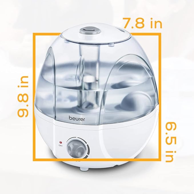 Beurer LB27 Ultrasonic Air 0.8 Gallon Tank, Auto Shut-Off, Baby Kids Vaporizer Cool Mist Filter Free Silent, Humidifier