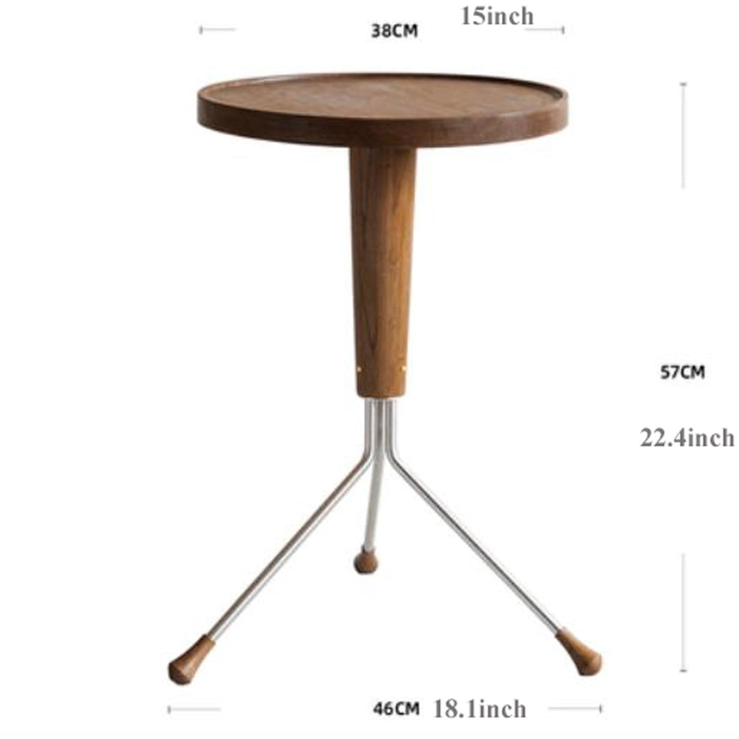 YUHUAWF Small Round Table Small Round End Table for Spaces, Wood Side Plant Stand with Metal Legs, Couch Accent for Living Room, Entryway, Bedroom Side Table(Dark Brown)